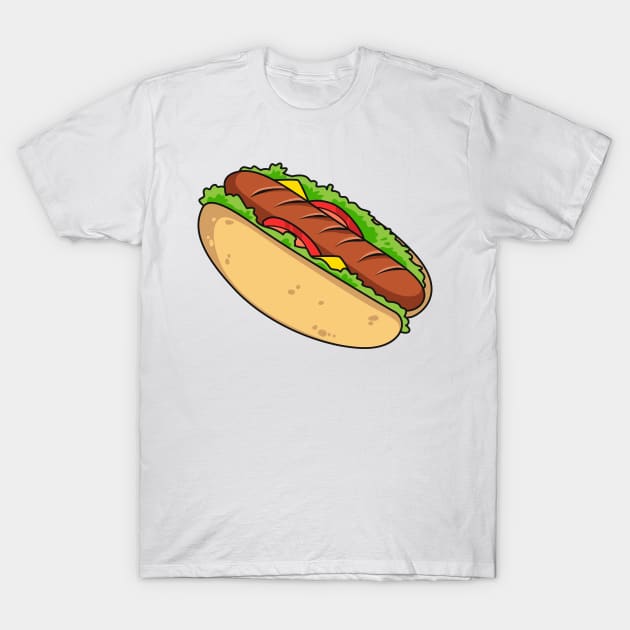 Hot dog cartoon illustration T-Shirt by Miss Cartoon